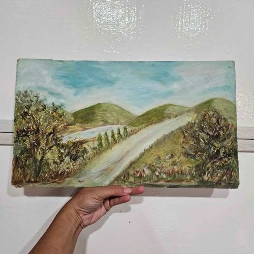 Vintage Landscape Oil Painting Signed S.S. canvas only